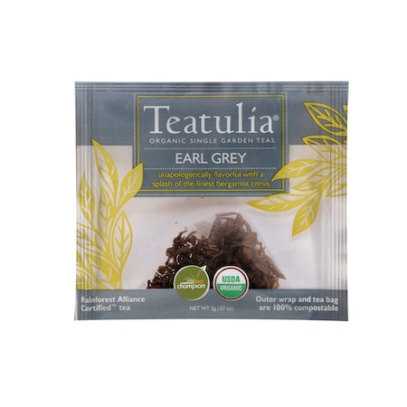 Teatulia Organic Teas Earl Grey Wrapped Premium Tea, PK50 WPP-EAGR-50